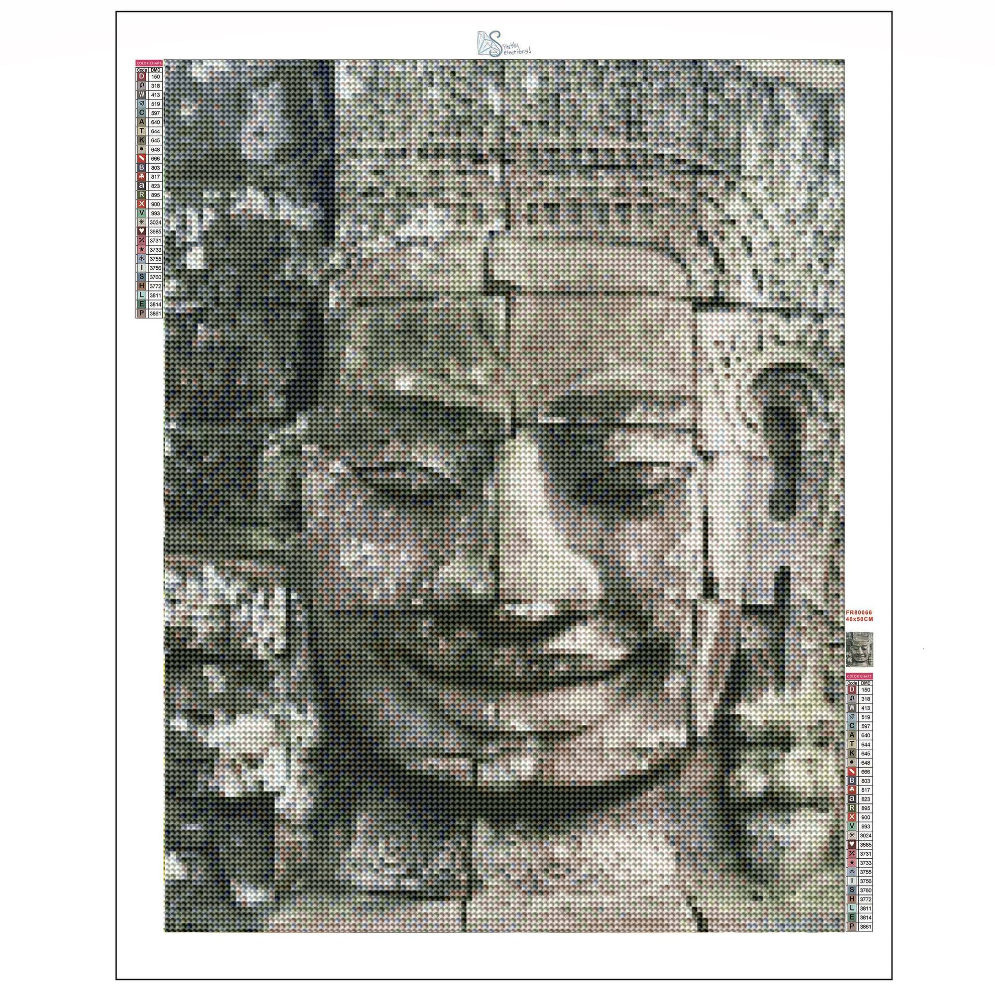 Sparkly Selections Statue in the Temples of Angkor, Cambodia 30cm x 40cm Diamond Painting Kit, Round Diamonds